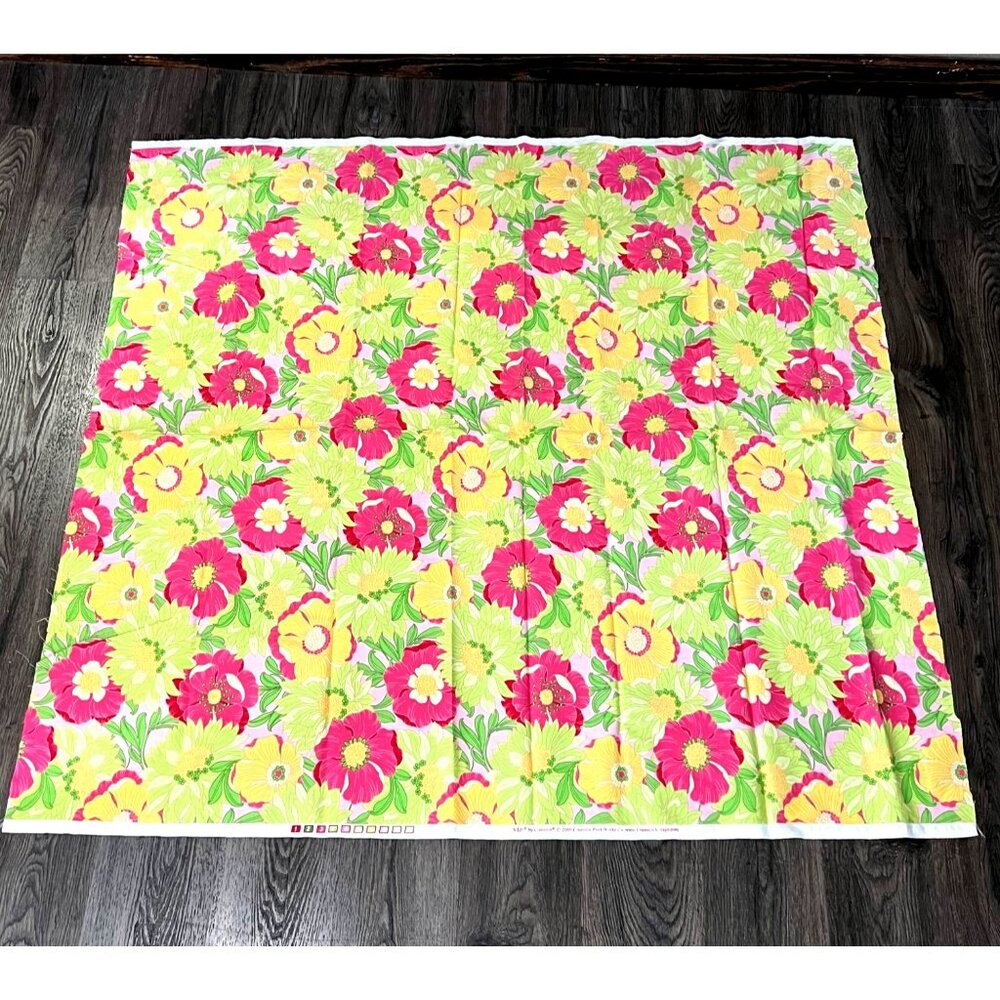 VIP Cranston Floral Fabric Bright Tropical Pink Green Yellow 1 Yard